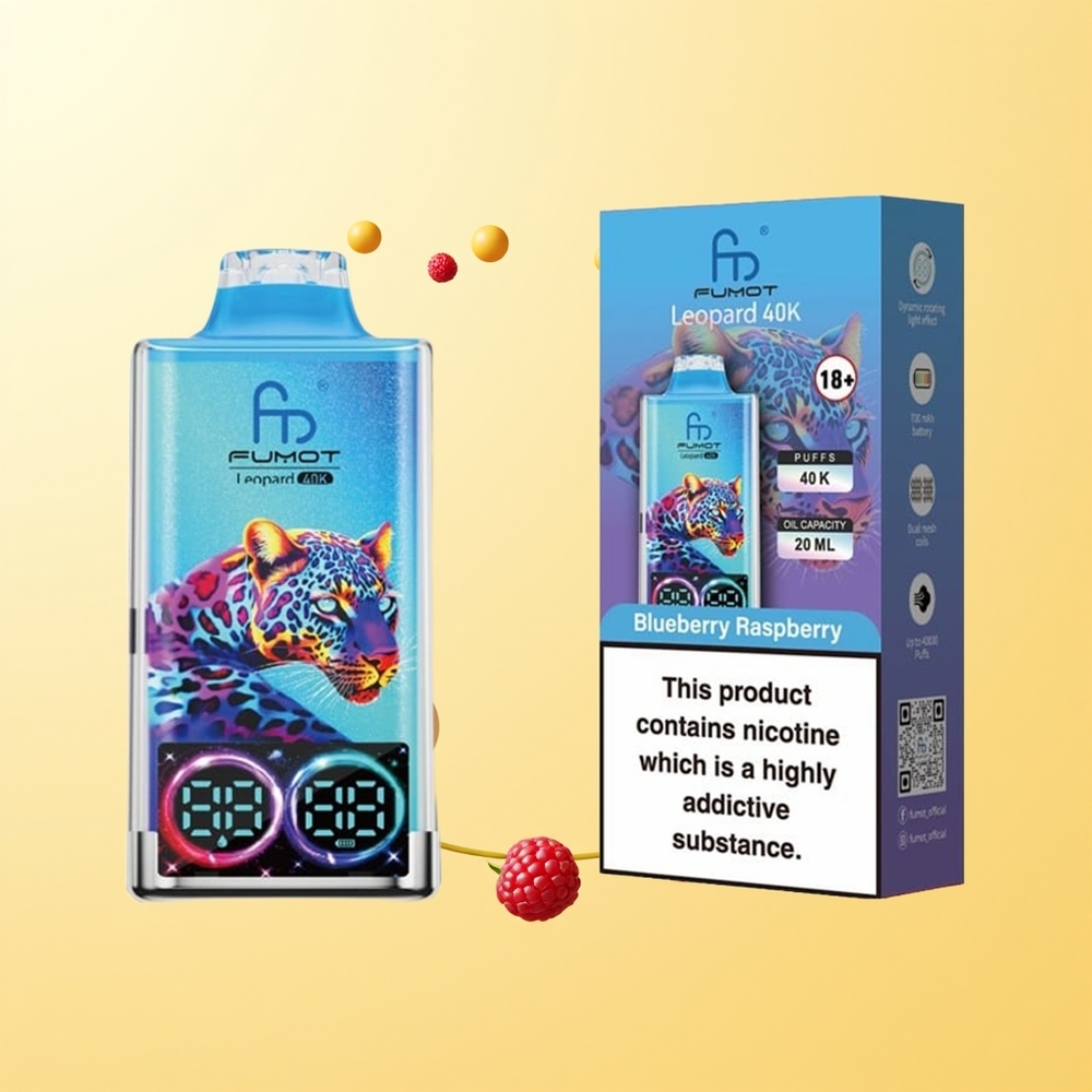 فوموت ليوبارد Fumot Leopard 40K نفخة بخار قابل للتخلص منه توت أزرق وتوت العليق بشحن Type-C