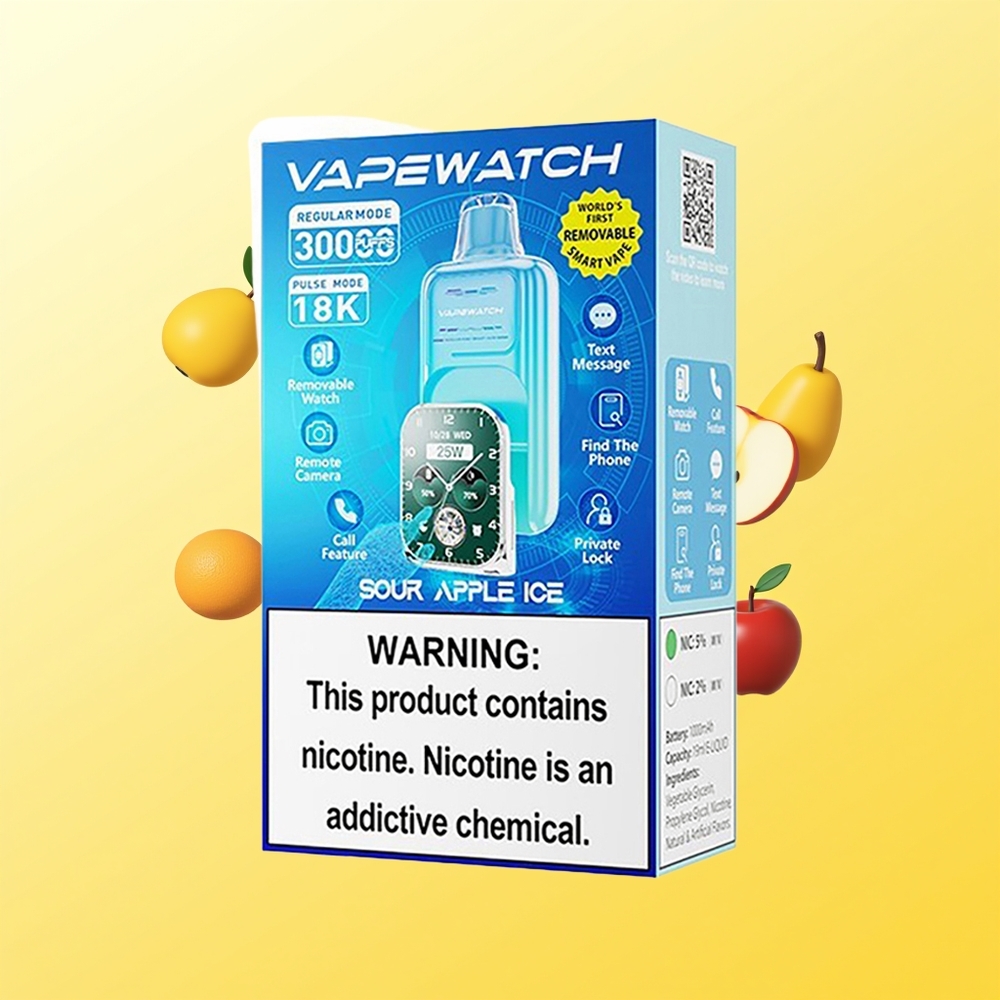 JNR VapeWatch 30000 نفخة تفاح حامض مثلج بشاحن Type-C