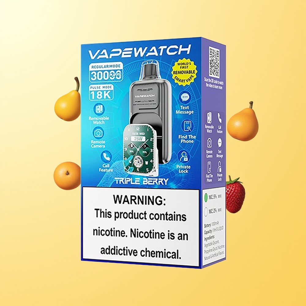 JNR VapeWatch 30000 نفخة سجائر إلكترونية ثلاثية التوت مع شحن سريع Type-C