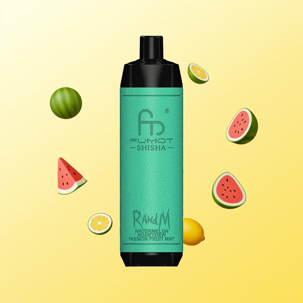راند&M فوموت شيشة RandM Fumot Shisha 10000 نفخة بطارية 850 مللي أمبير بطعم البطيخ الشمام فاكهة العاطفة النعناع