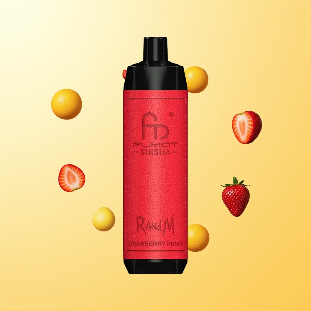 راند إم فوموت شيشا RandM Fumot Shisha 10000 نفخة فراولة بانش 18مل