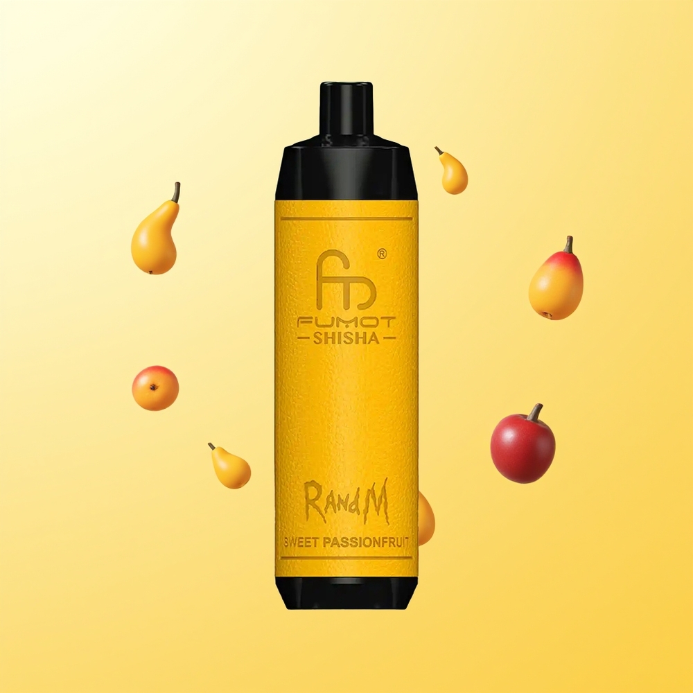 راند أند إم فوموت شيشا RandM Fumot Shisha 10000 نفخة فيب قابل للتخلص بنكهة الفواكه الشغوفة الحلوة مع بطارية 850 ملي أمبير