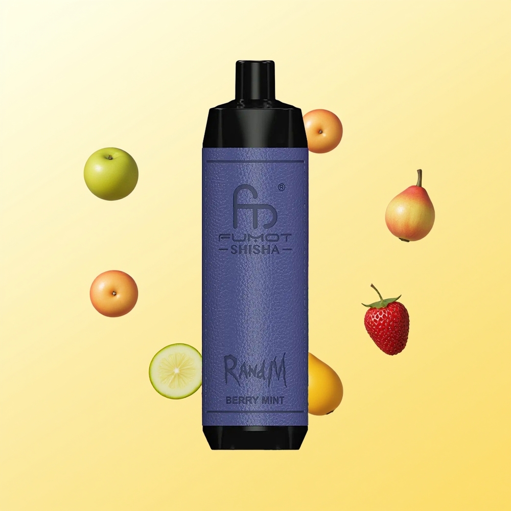 راند آند إم فوموت شيشة RandM Fumot Shisha 10000 نفثة توت بالنعناع مع مؤشر إل إي دي