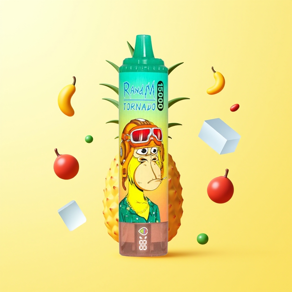 راندإم فوموت تورنادو RandM Fumot Tornado 15000 نفخة نكهة الأناناس الجليدي شاشة إل سي دي