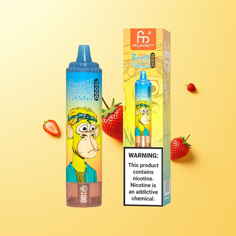 راندإم فوموت تورنادو RandM Fumot Tornado 15000 نفخة فراولة قابل لإعادة الشحن USB Type-C