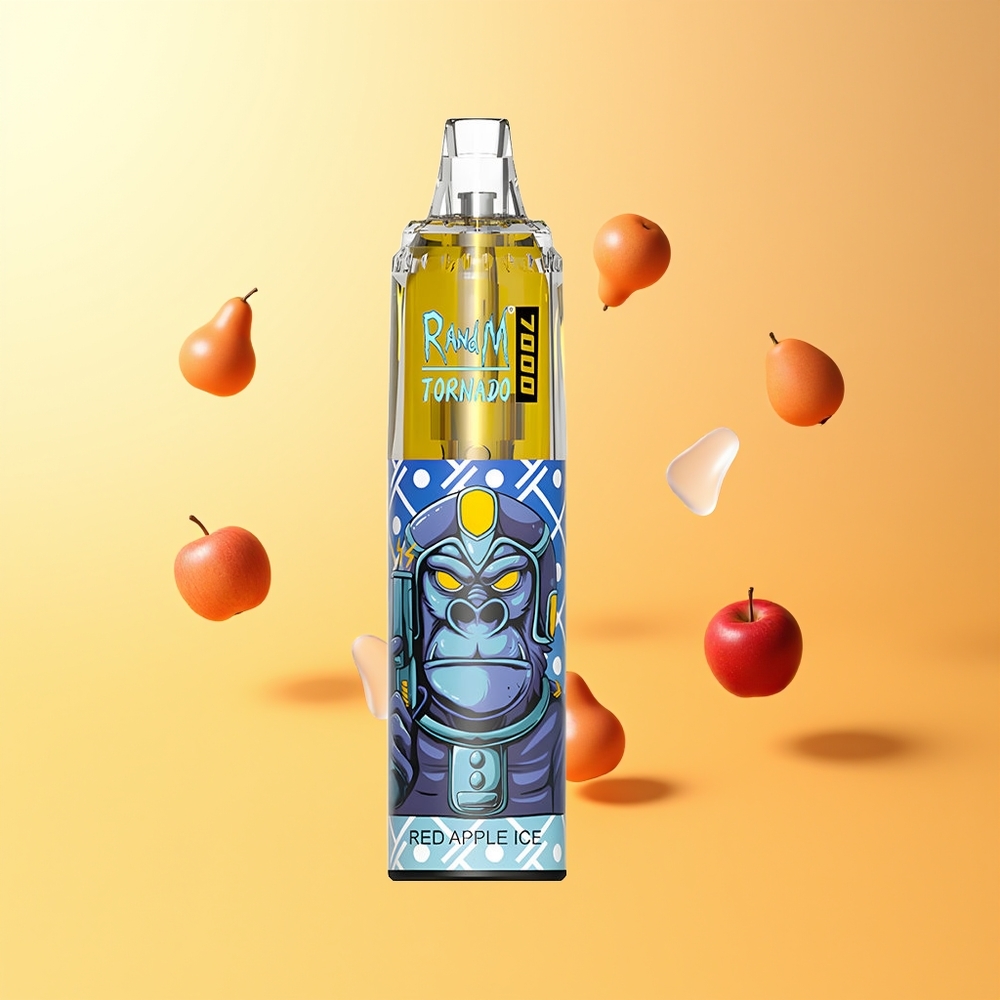 راند آند أم فيوموت تورنادو RandM Fumot Tornado 7000 نفخة تفاح أحمر مثلج مع ضوء آر جي بي