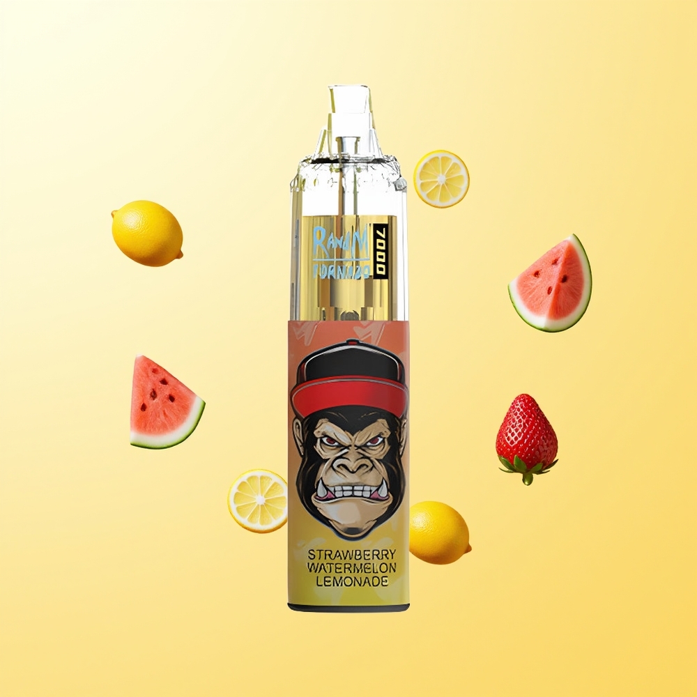 راند اند ام فوموت تورنادو RandM Fumot Tornado 7000 نَفخة فراولة بطيخ ليموناضة مع ضوء آر جي بي